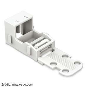 Adapter montażowy 221-502 Wago do szybkozłączek 221-412 Do montażu szybkozłączek Wago 221-412 można użyć adaptera 221-502